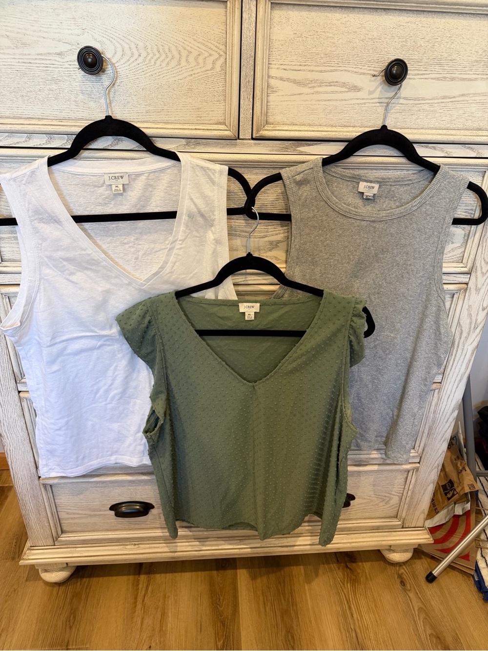 J Crew XL Tops in White, Gray & Olive